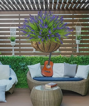 12 Bundels Kunstlavendel Planten voor Buiten - UV-bestendig Plastic Groen voor Tuin & Huis Decoratie