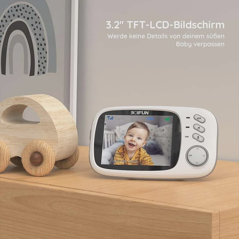 Boifun Babyfoon met Camera: 3.2" LCD, Nachtzicht, VOX & Temperatuurmeter