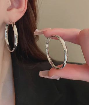 Grote Platte Hoepel Oorbellen - Trendy Cirkel Sieraden voor Dames