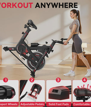 Hometrainer met Vliegwiel (10kg), LCD Display en Stille Werking - Max 120kg Belasting