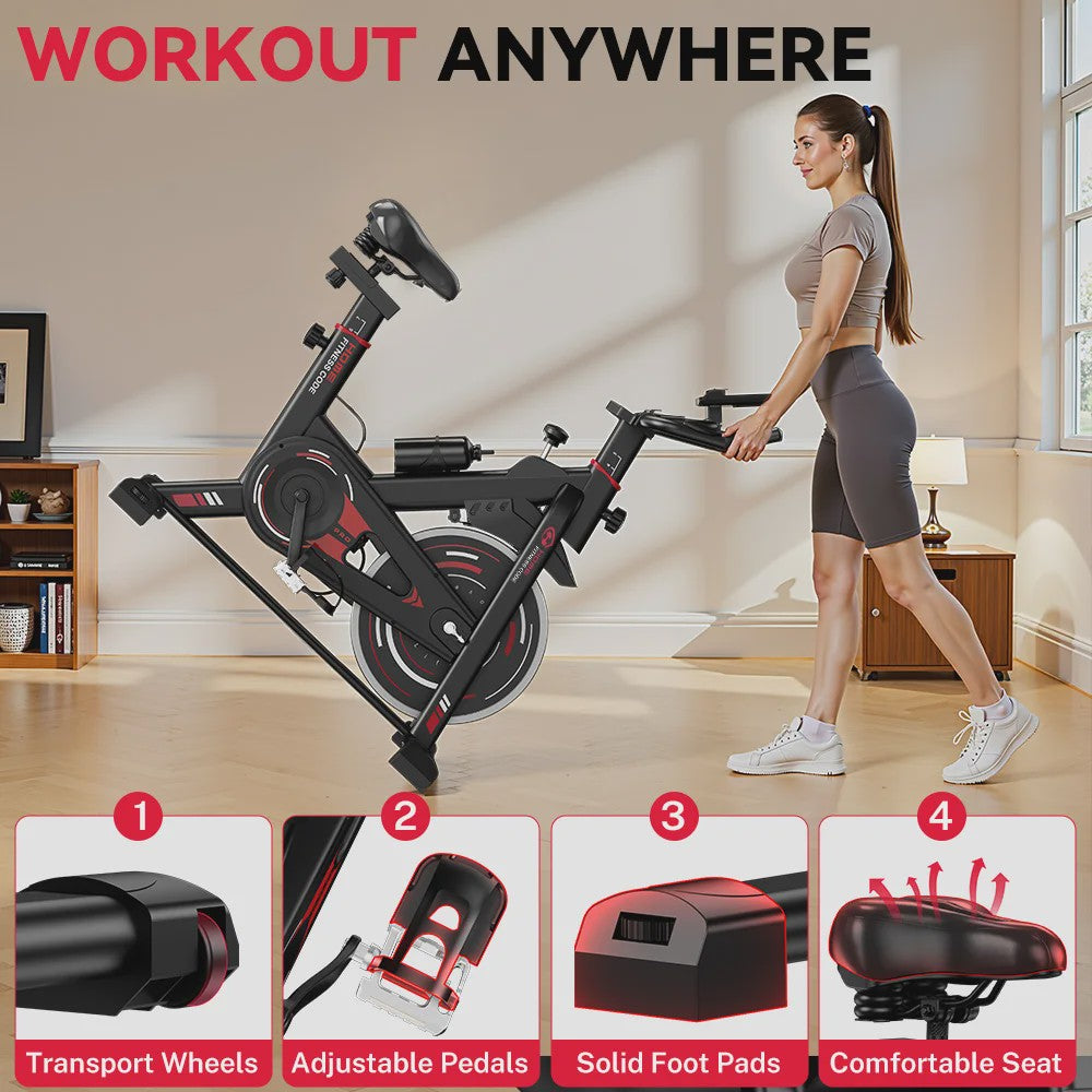 Hometrainer met Vliegwiel (10kg), LCD Display en Stille Werking - Max 120kg Belasting