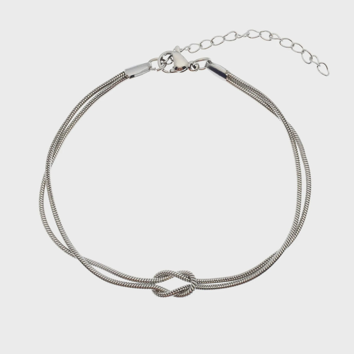 Dubbele Slangenketting Armband met Liefdesknoop - Roestvrij Staal Goudkleurig