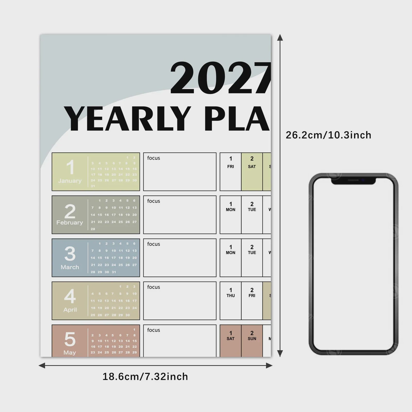 2027 Jaarplanner Kalender - Creatieve Wandkalender & Planner met Stickers