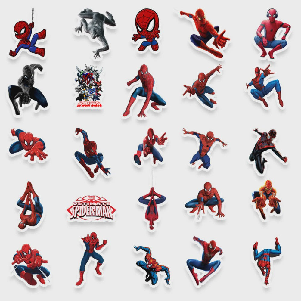 50x Spiderman Stickers - Waterdicht PVC voor Koffer, Laptop, Fiets & Cadeau