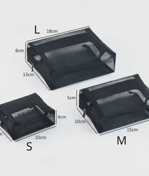 Transparante Mesh Make-up Tas met Rits - Organizer voor Cosmetica en Toiletartikelen