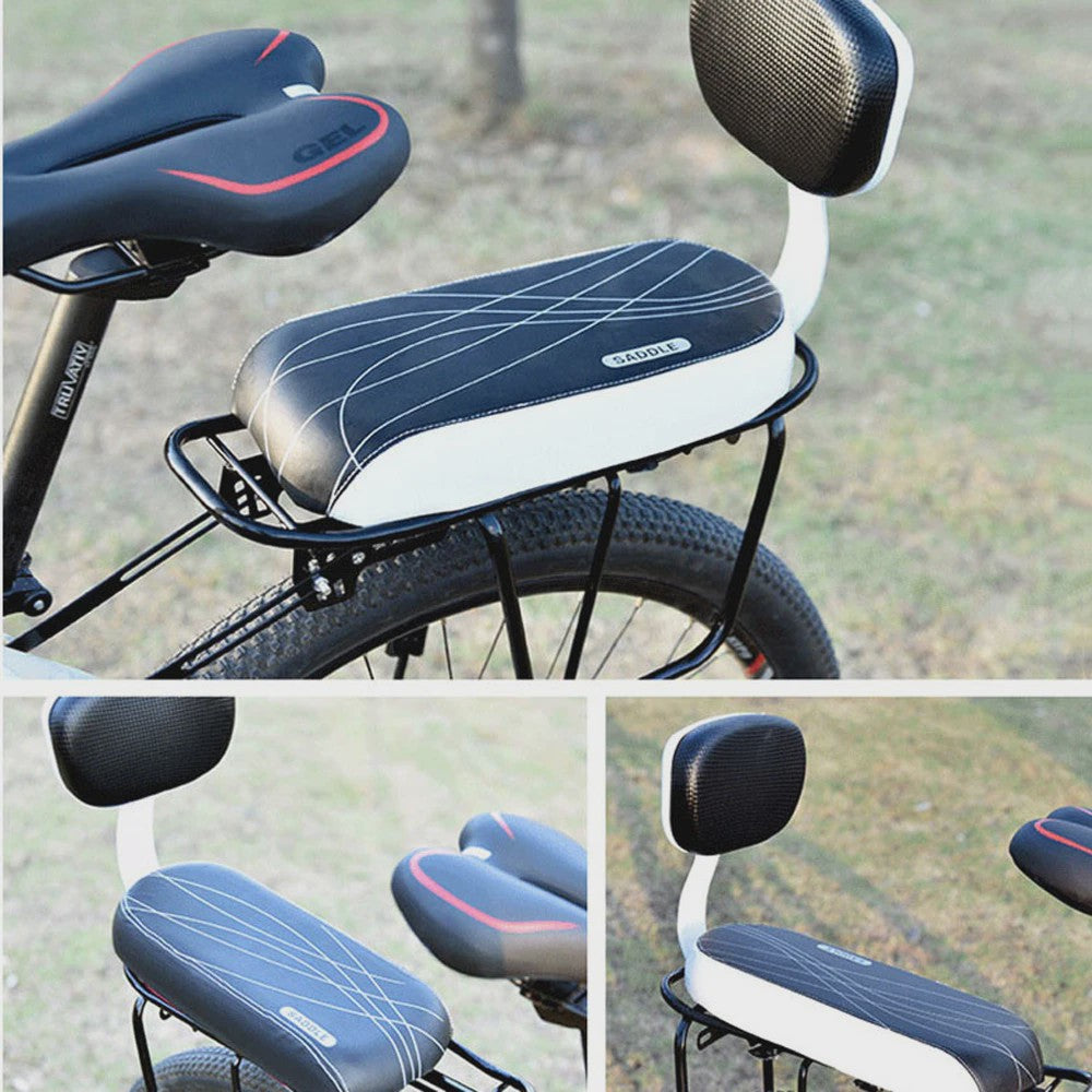 Fiets Kinderzitje Achterbank met Rugleuning en Handgrepen - PU Leer