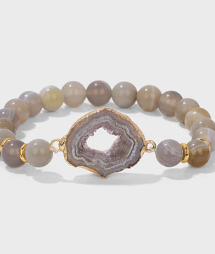 Natuursteen Agate Armband met Druzy Geode - Kleurrijk & Stijlvol