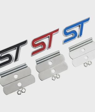 ST Grille Badge Embleem Sticker - Rood/Blauw Chroom - Voor Ford Fiesta, Focus, Mondeo