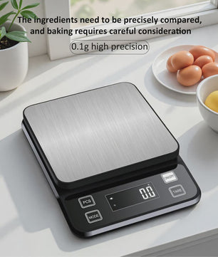 Digitale Keukenweegschaal 10kg - 0.1g Precisie, Waterdicht RVS, LCD Display
