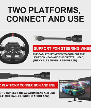 PXN A7 Gaming Shifter: 6+R Versnellingen, P-Brake & High-Low Knop, USB/RJ11/DIN