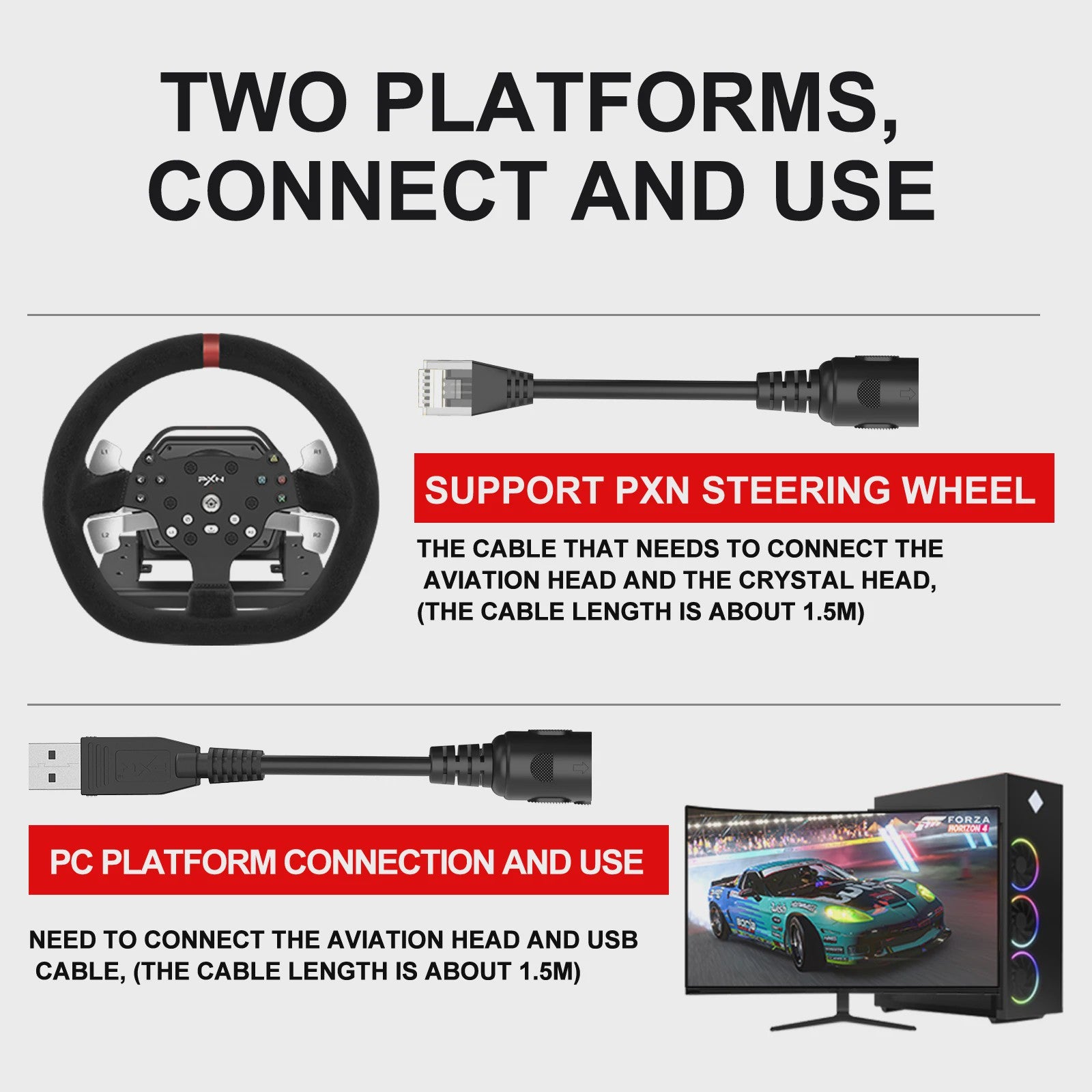 PXN A7 Gaming Shifter: 6+R Versnellingen, P-Brake & High-Low Knop, USB/RJ11/DIN