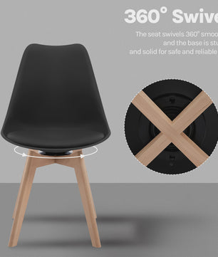 Set van 4xElegante eetkamerstoelen - Kunstleer & Massief Hout - Draaibaar & Comfortabel
