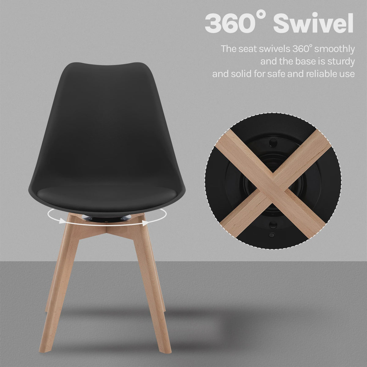 Set van 4xElegante eetkamerstoelen - Kunstleer & Massief Hout - Draaibaar & Comfortabel