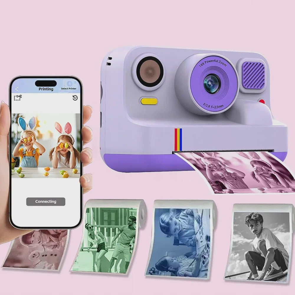 Direct Print Kinder Camera - 1080P FHD Digitale Camera met Selfie Functie & Printpapier