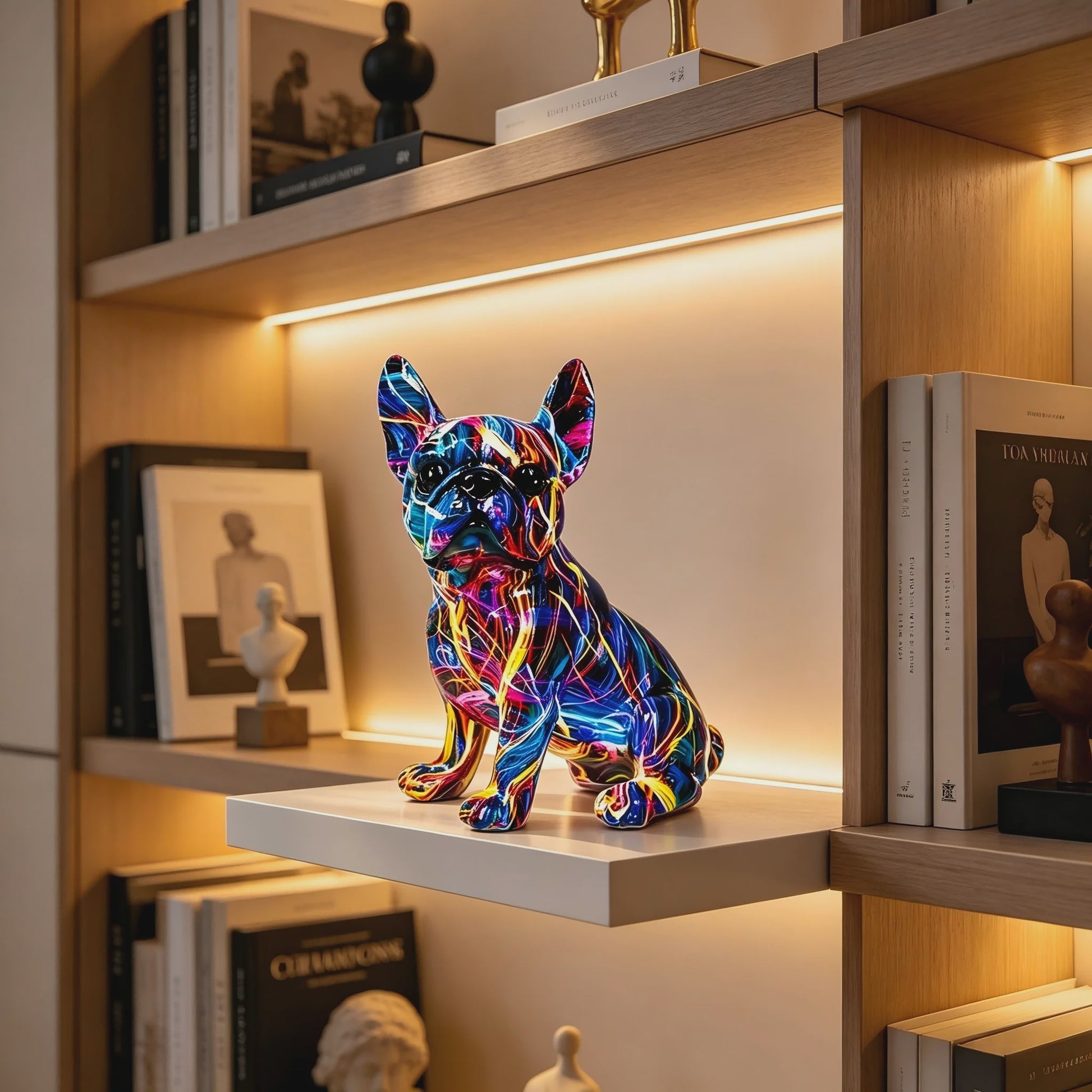 Kleurrijke Franse Bulldog Resin Beeld - Graffiti Decoratie & Huisornament