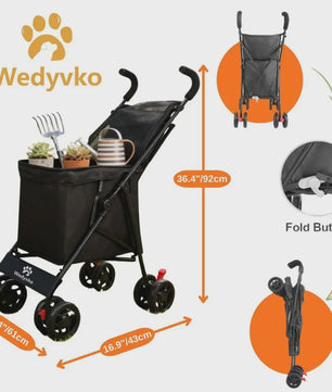 40L Opvouwbare Boodschappentrolley met Opbergtas en 4 Wielen