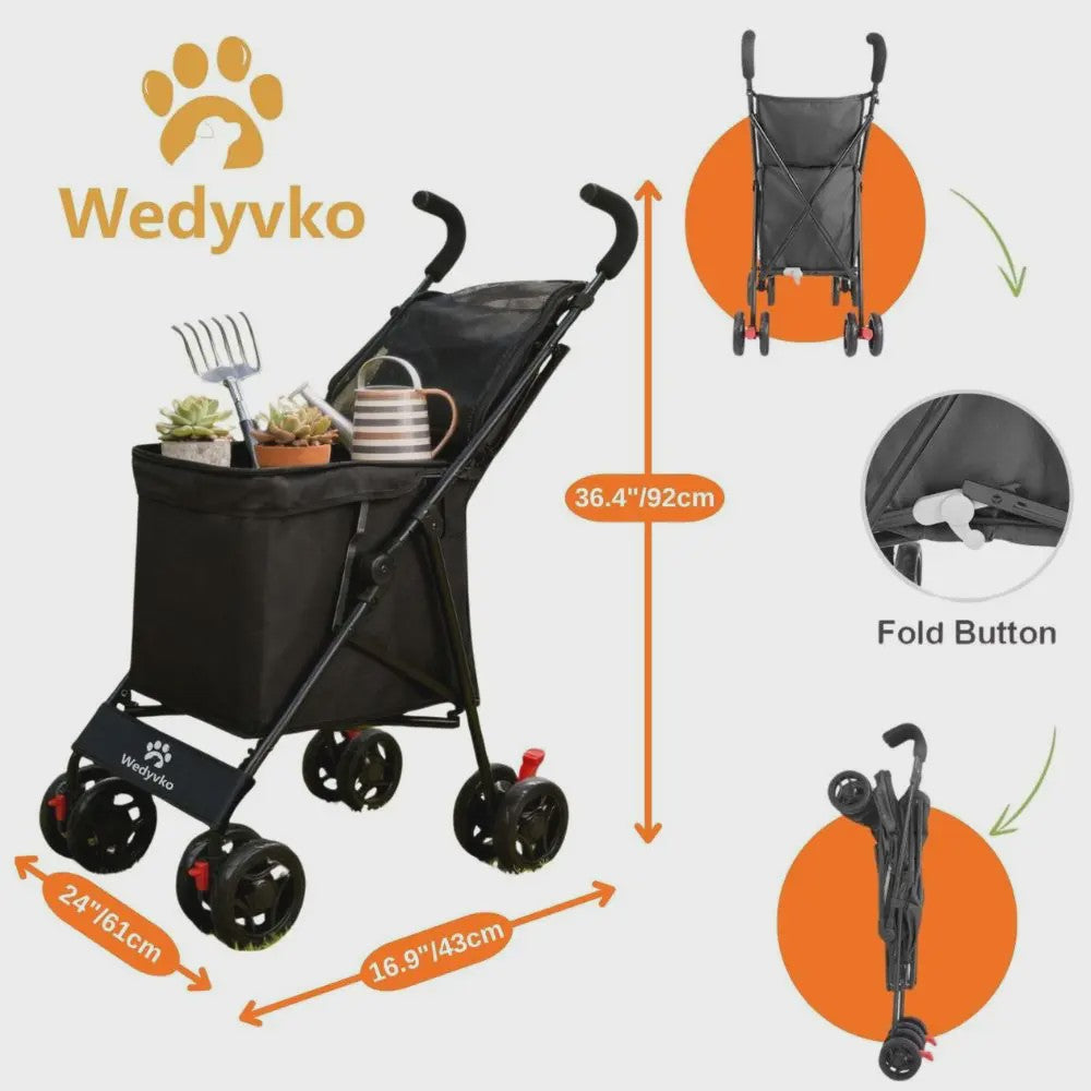 40L Opvouwbare Boodschappentrolley met Opbergtas en 4 Wielen