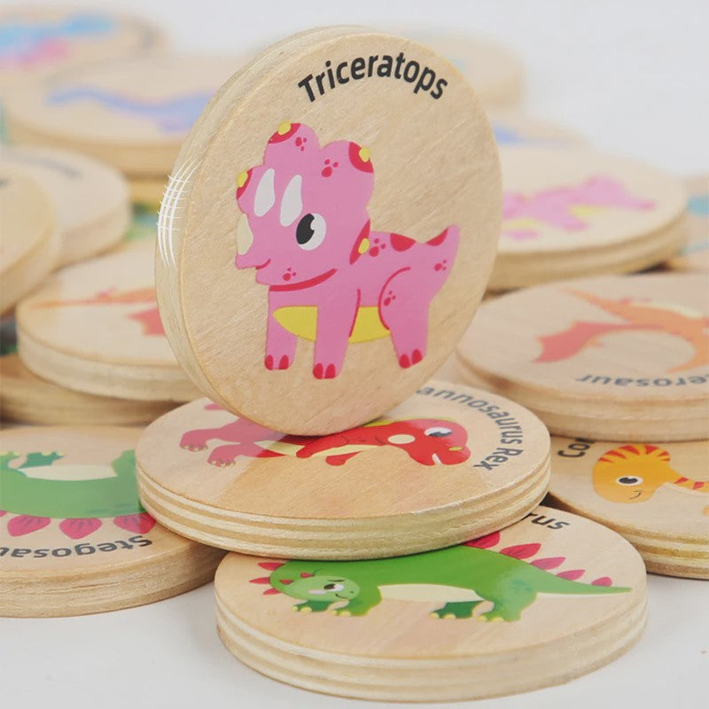 Montessori Dinosaurus Memory Spel - Cognitief Puzzel Spel voor Kinderen