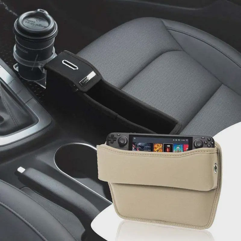 Leren Autostoel Organizer - Multifunctionele Opbergbox voor Autostoel Kieren