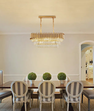 Luxe Gouden Kristallen Kroonluchter met Gelaagd Ringontwerp & Kleurveranderend LED