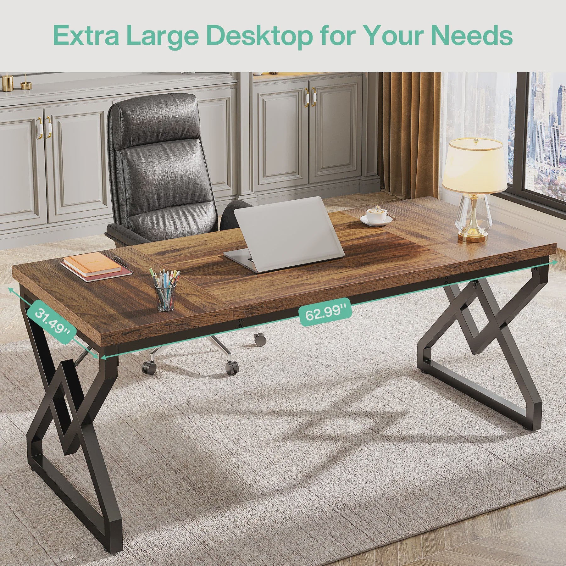 Tribesigns Bureau 160cm - Robuust Hout & Metaal - Ruim Werkblad