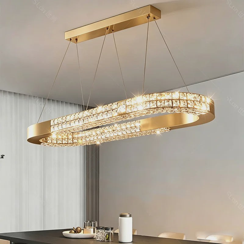 Luxe Kristallen Plafondlamp - Moderne Hanglamp voor Eetkamer & Woonkamer