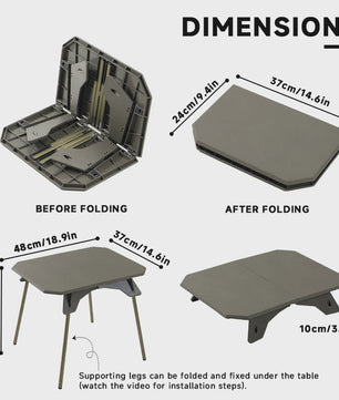 WESTTUNE Ultralichte Opvouwbare Campingtafel - Dubbel Doel, Draagbaar & Verstelbaar voor Buitenactiviteiten