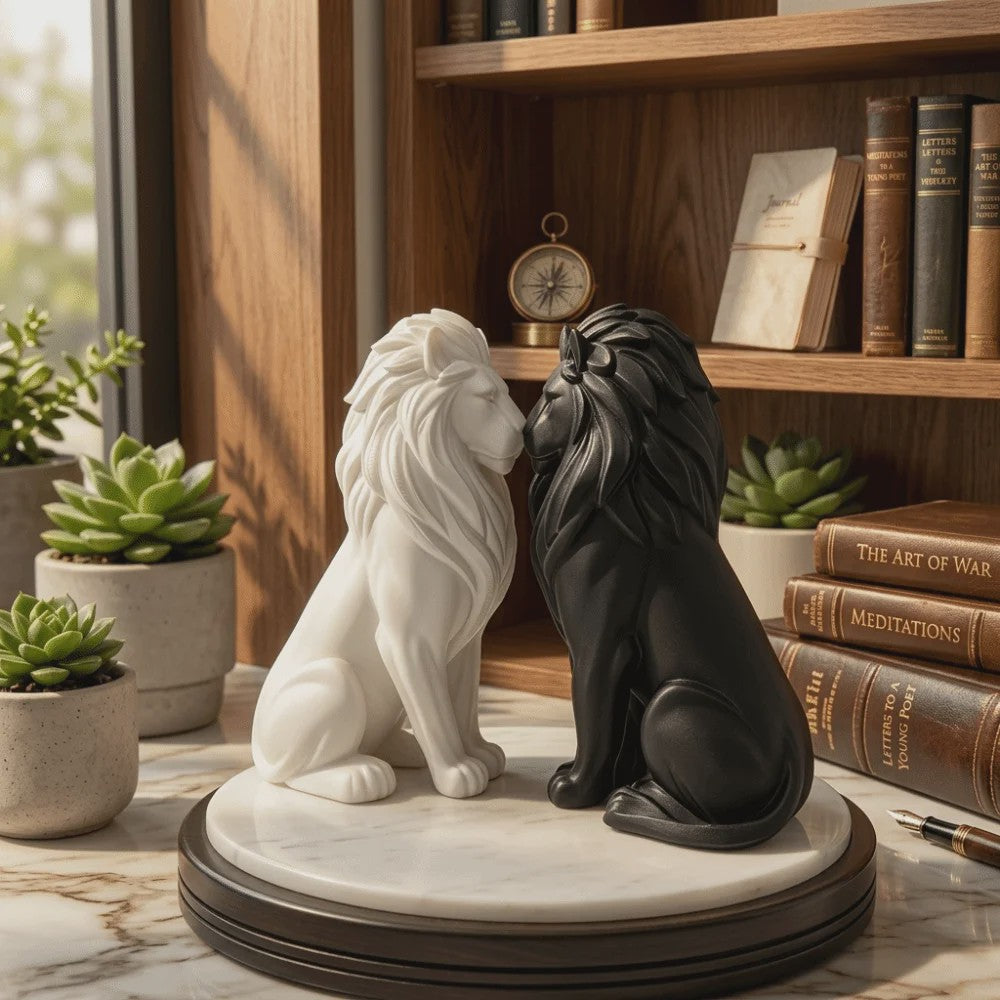 Luxe Leeuw Beeldje - 10cm - Scandinavische Stijl - Desktop Decoratie
