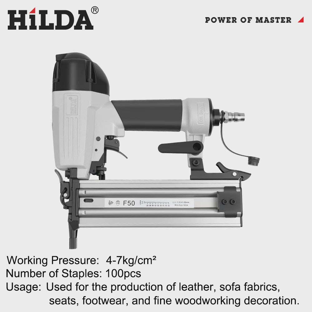 HILDA F50 Pneumatische Tacker & Nietmachine - 2-in-1 voor Meubels en Stoffering