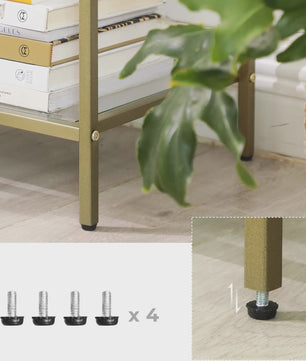 Stijlvolle Console Tafel met 3 Glazen Planken - Goudkleurig Metaal