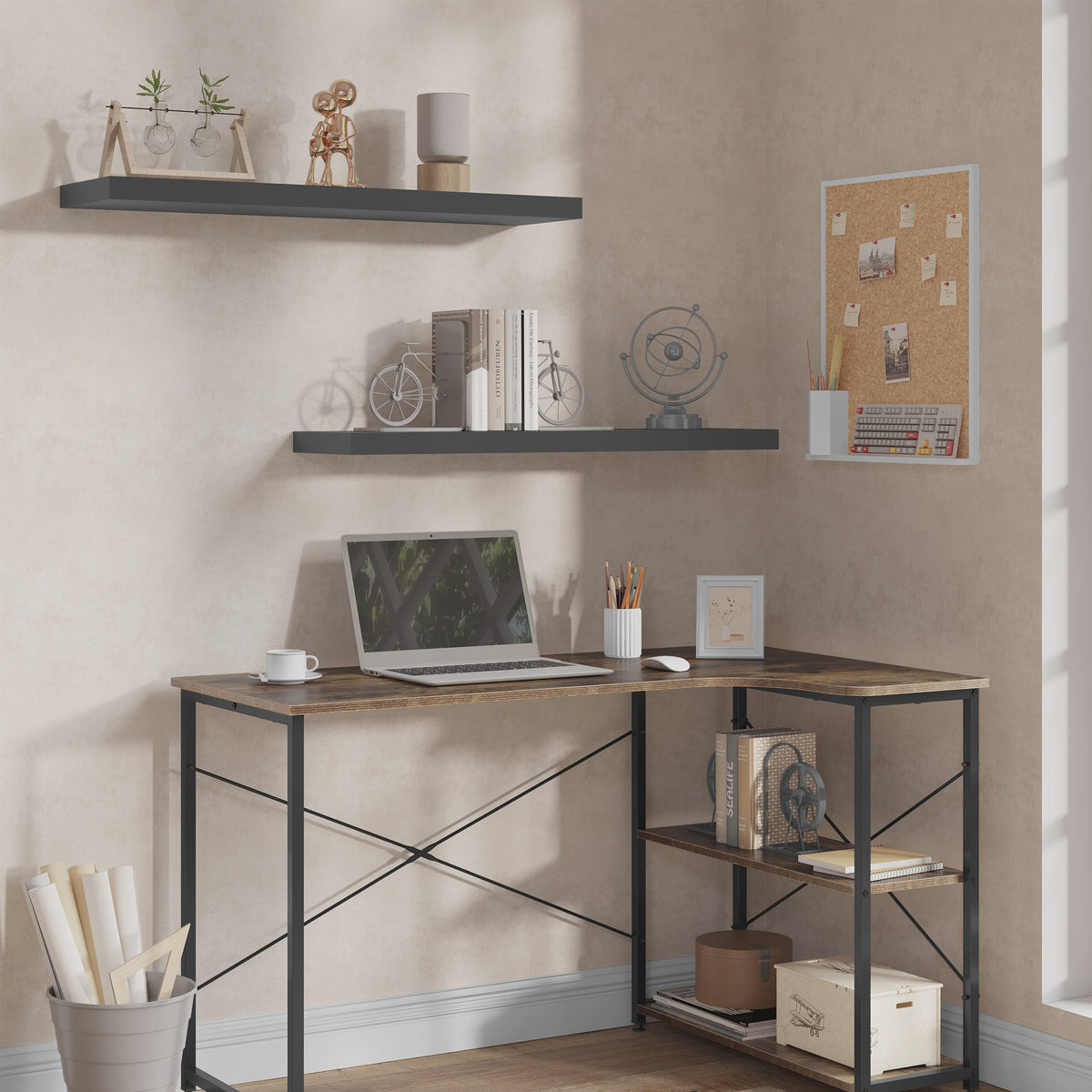 WOLTU Wandrek Houten Drijvende Planken - Stijlvolle Opbergoplossingen voor CD's, Boeken en Decoratie