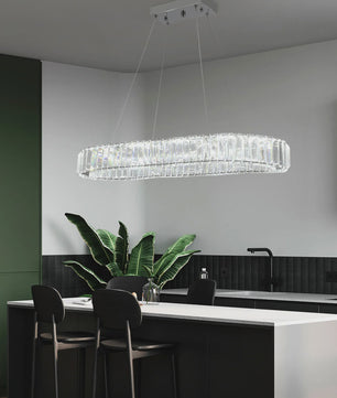 Luxe Kristallen Ovalen LED Plafondlamp / Hanglamp - Modern Design voor Woonkamer & Slaapkamer