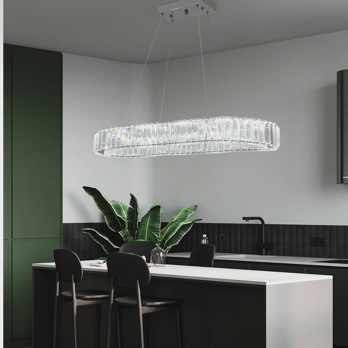 Luxe Kristallen Ovalen LED Plafondlamp / Hanglamp - Modern Design voor Woonkamer & Slaapkamer