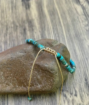 Verstelbare Natuurlijke Turkoois Kralen Armband - Uniek Cadeau & Vakantie Accessoire