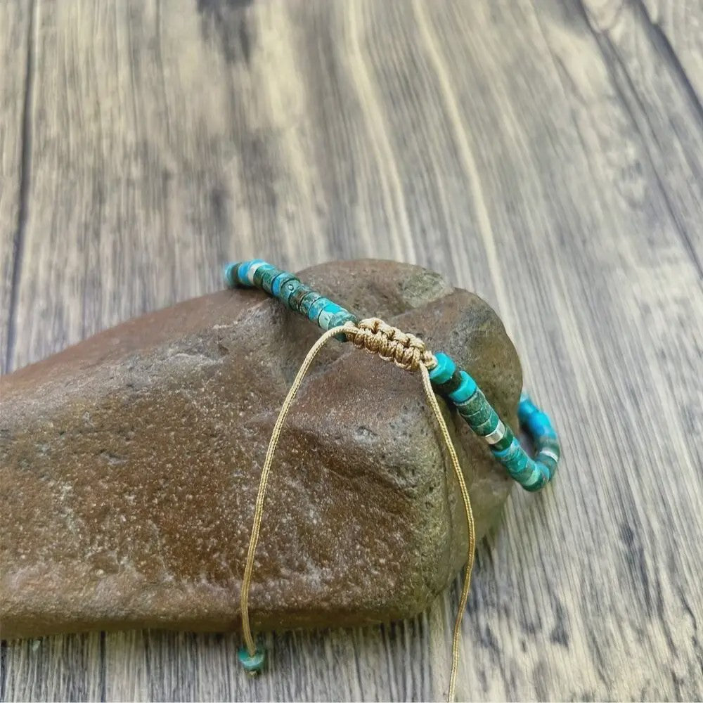Verstelbare Natuurlijke Turkoois Kralen Armband - Uniek Cadeau & Vakantie Accessoire