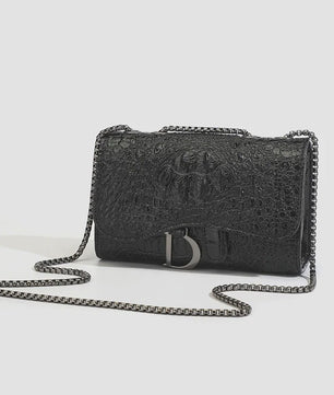 Chique Dames Croco Print Tas met Paillettenketting - Crossbody & Schoudertas voor Avondfeesten