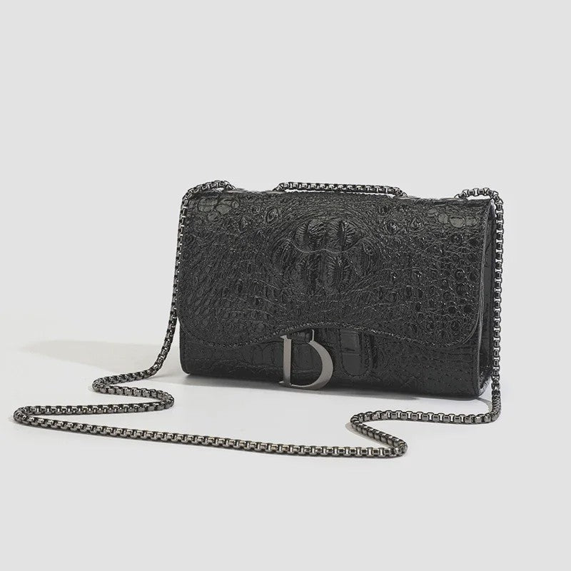 Chique Dames Croco Print Tas met Paillettenketting - Crossbody & Schoudertas voor Avondfeesten