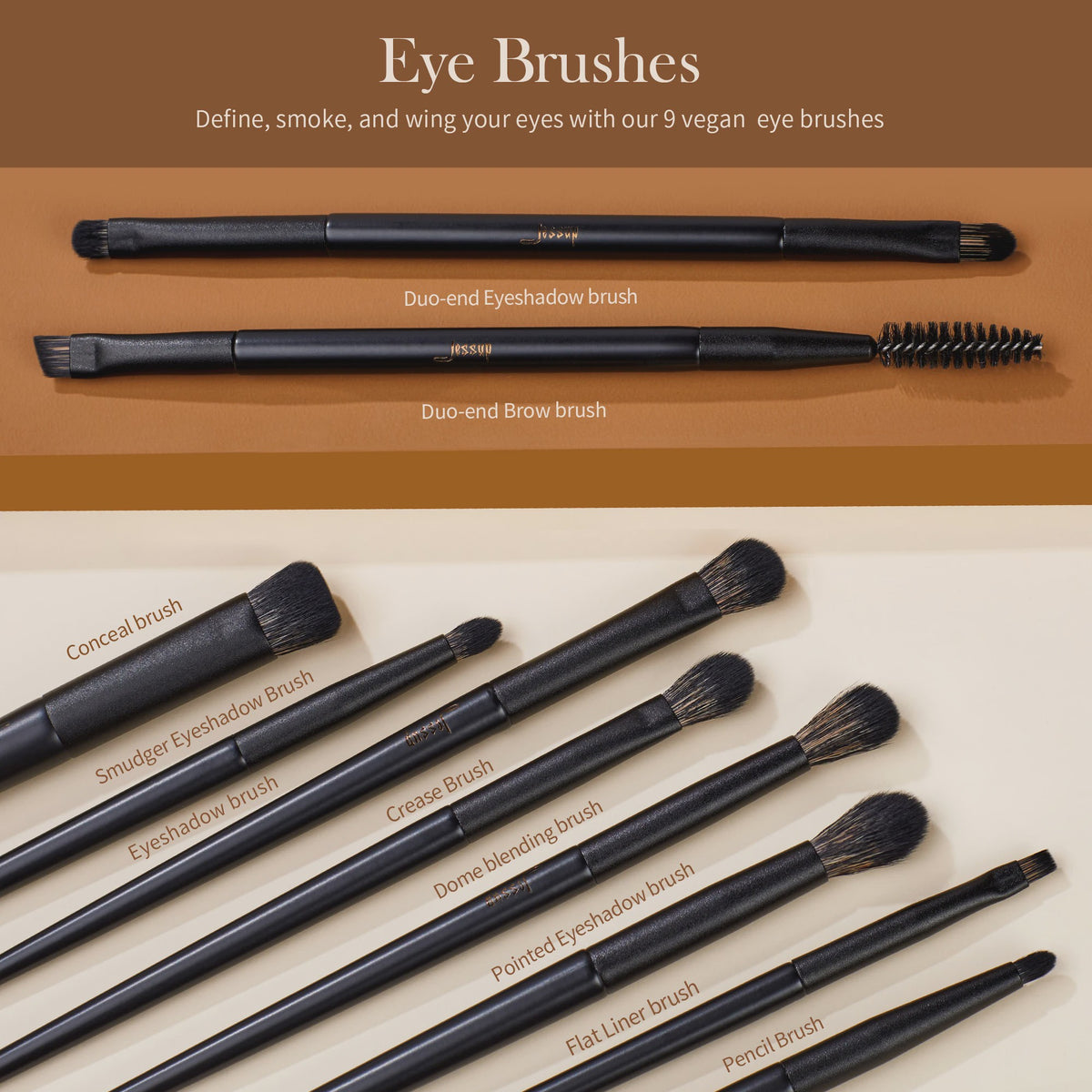 Jessup 14-delige Make-up Kwasten Set: Compleet voor Foundation, Oogschaduw & Contour