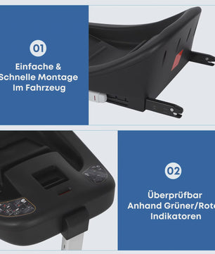 Babyvoyage Zwarte I-Size Babyautostoel met Isofix Basis, UPF45+ Zonbescherming en Ademend Mesh