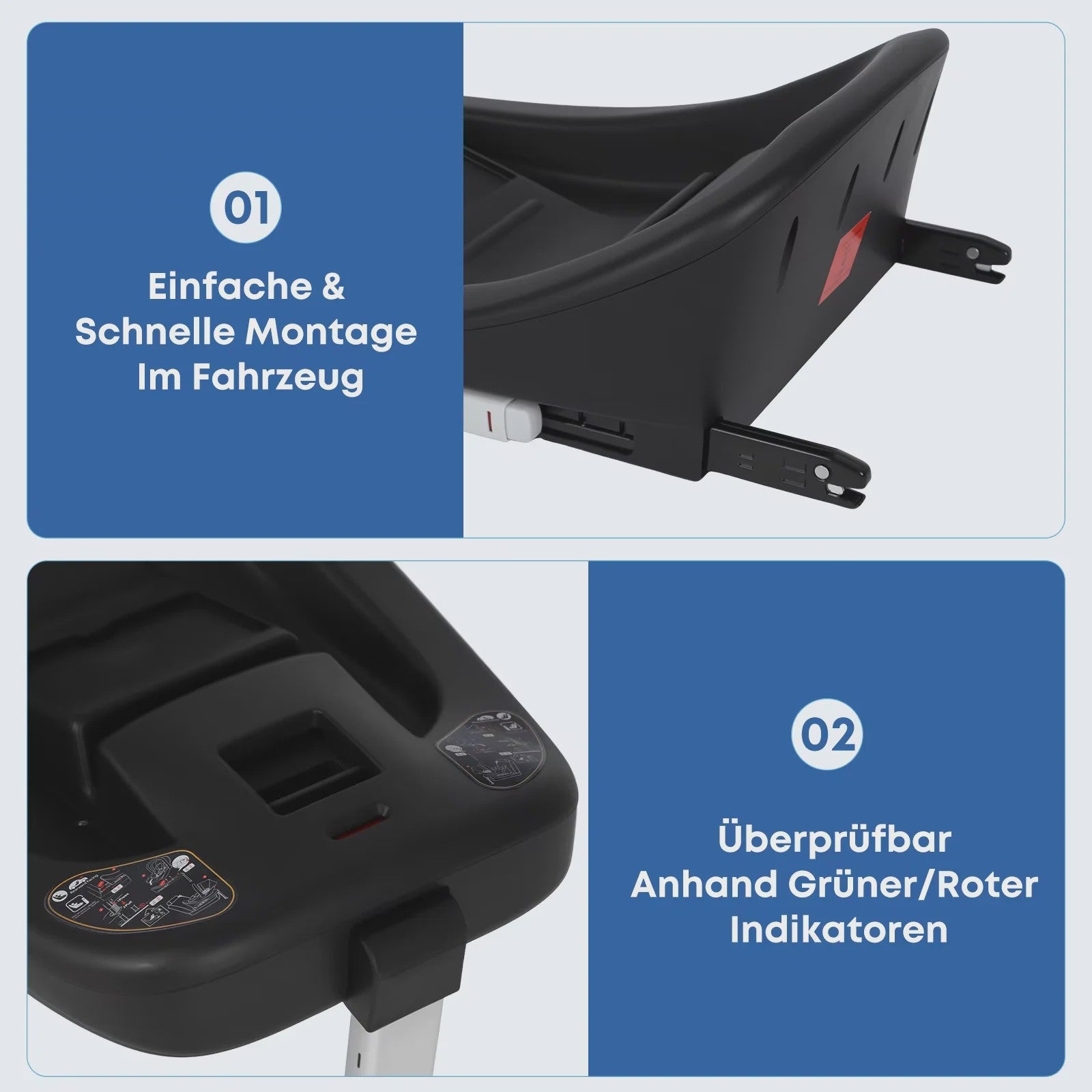 Babyvoyage Zwarte I-Size Babyautostoel met Isofix Basis, UPF45+ Zonbescherming en Ademend Mesh