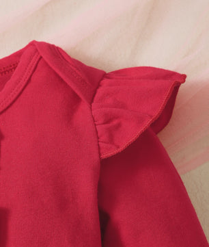 Schattige Baby Meisjes Outfit 3-Delig: Rood Ruffle Romper, Broekje & Haarband met Konijntjes