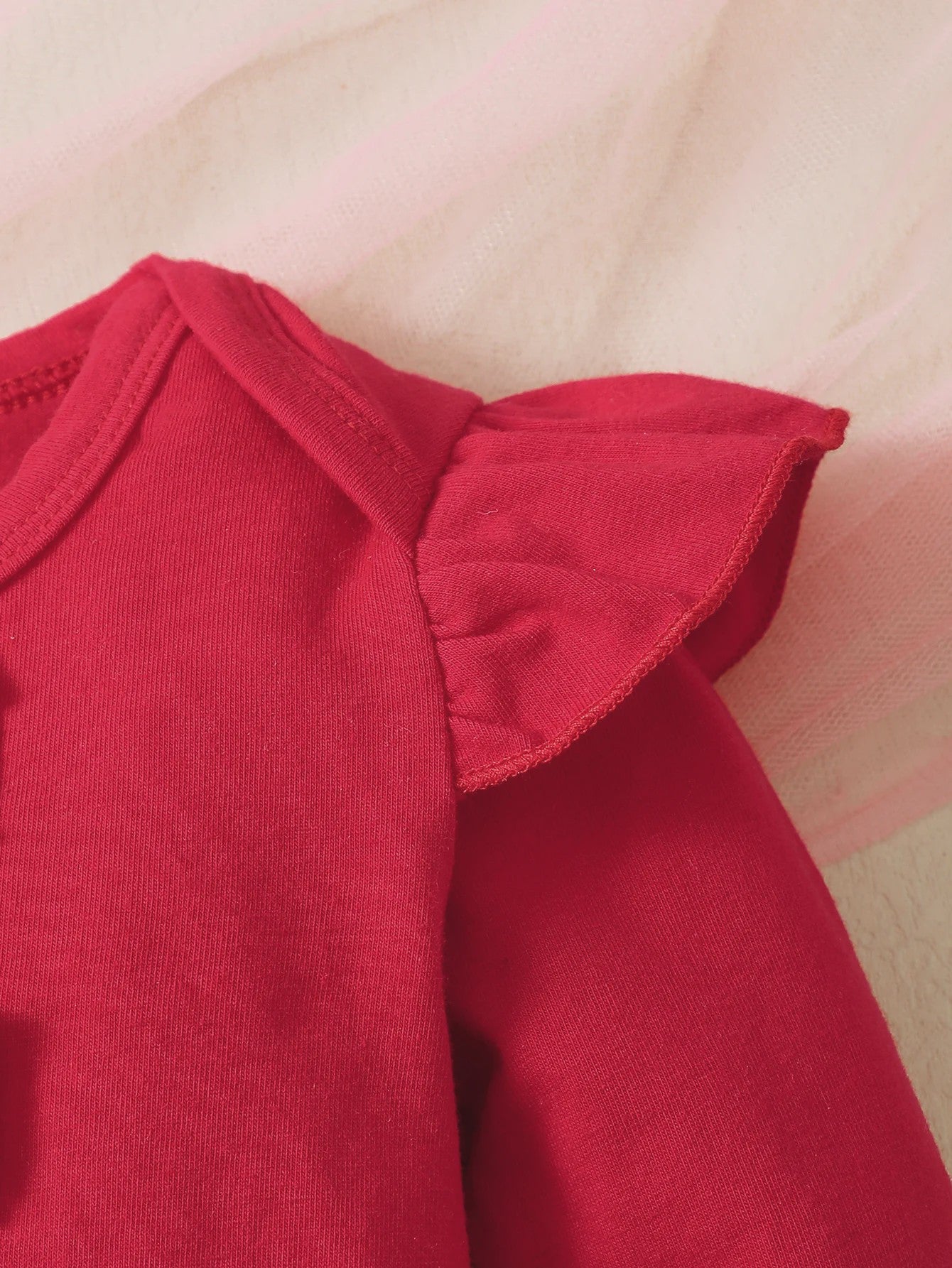 Schattige Baby Meisjes Outfit 3-Delig: Rood Ruffle Romper, Broekje & Haarband met Konijntjes
