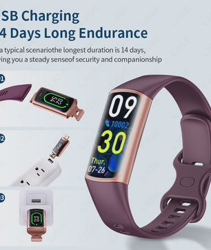Smartwatch C68L: Fitness Tracker, Gezondheidsmonitor & Waterdichte Sport Armband voor Dames & Heren