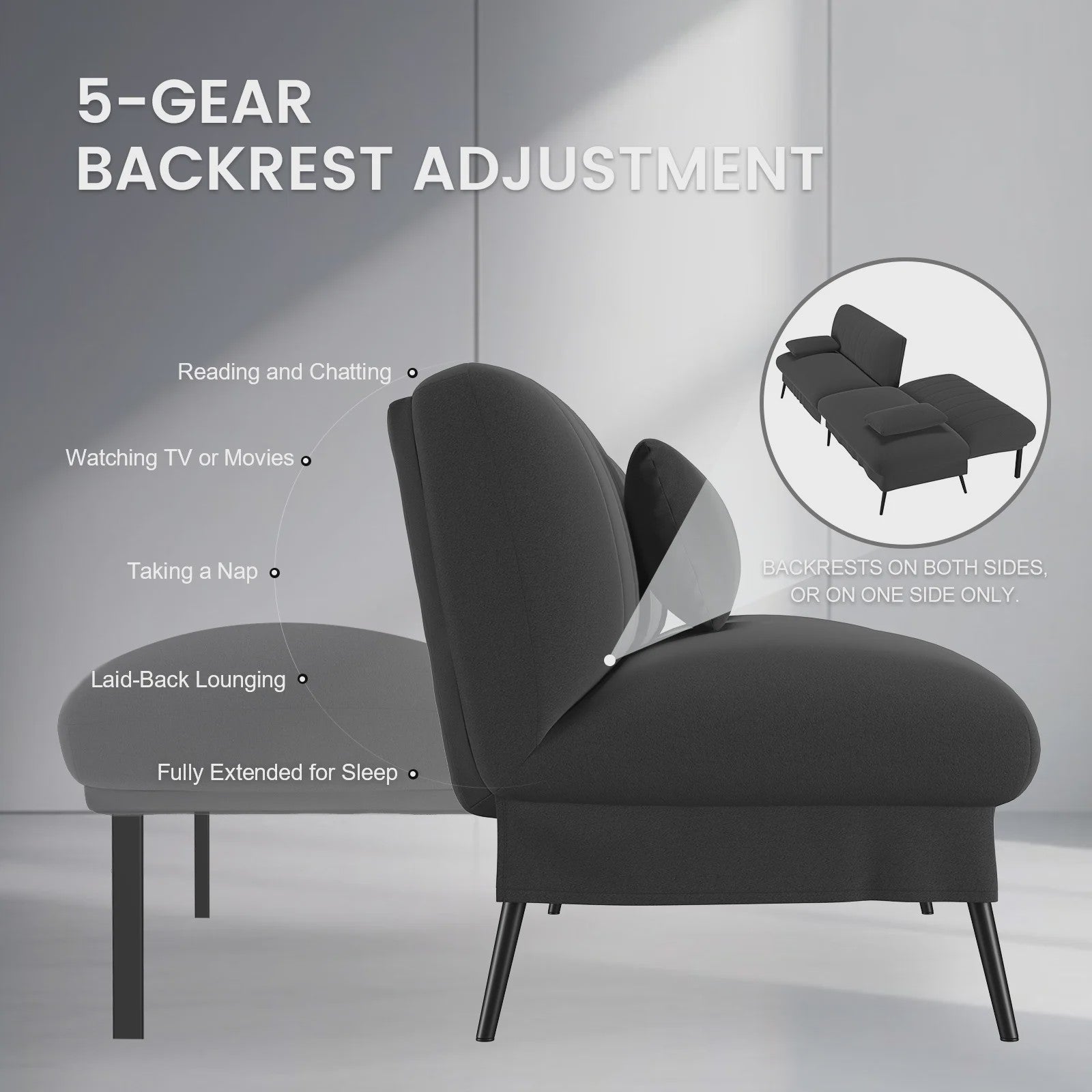 COMHOMA Multifunctionele Sofa Bed - 2-in-1 Slaapbank met Groot Ligvlak