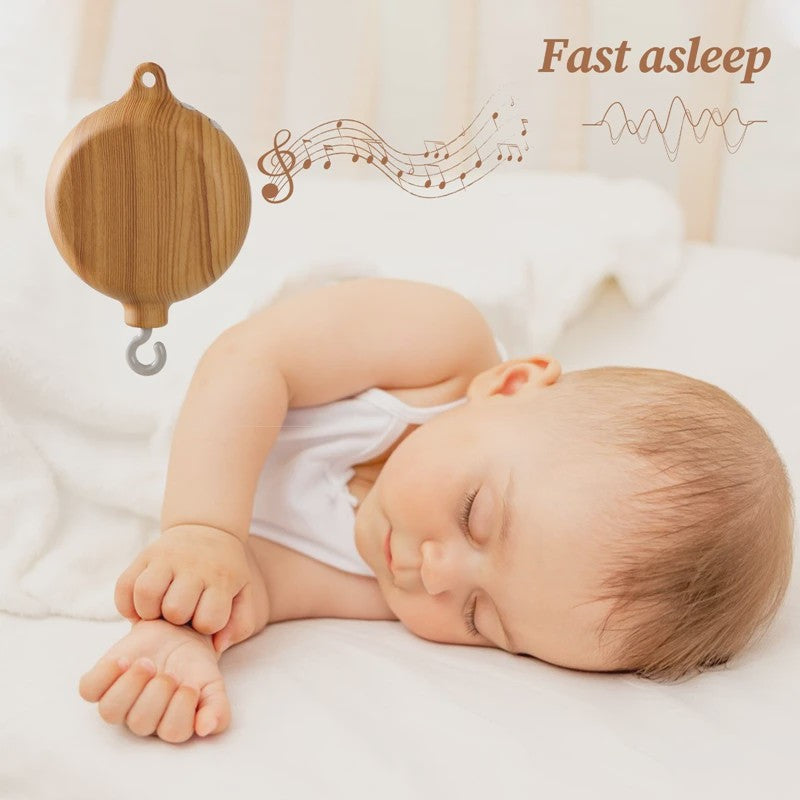 Houten Muziekdoosje Baby Mobiel - Draaiend & Kalmerende Melodieën voor de Babykamer