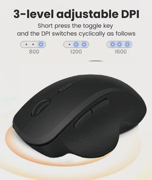 Ergonomische Draadloze Muis: 2.4G & Bluetooth, Oplaadbaar, 1600 DPI, 6 Knoppen