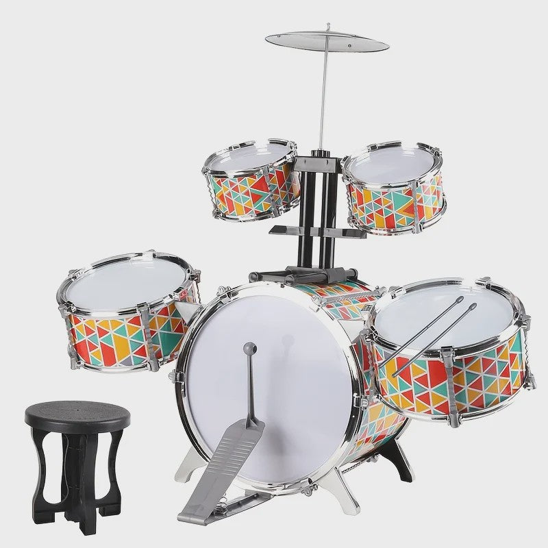 Mini Drumstel voor Kinderen - Rode Electroplated Beginnersset - Perfect voor Thuis Oefenen