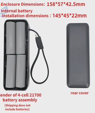 DIY Powerbank Kit: 100W PD Fast Charging Behuizing voor 4x 21700 Batterijen