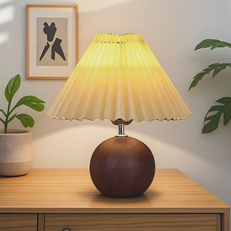 Nordic Plissé Tafellamp - Sfeervolle Slaapkamerlamp met USB & Kleurkeuze