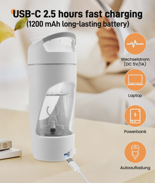 Elektrische Shaker Fles 700ml - USB-C Oplaadbaar, BPA-Vrij & Draagbaar voor Proteïne Shakes